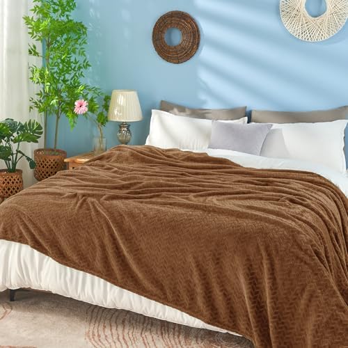 inhand Fleece Twin Blanket for Bed Chocolate Brown Throw Blanket for