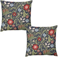 William Morris Flower Pillow Covers Set of 2,Red Flowers Green Leaves