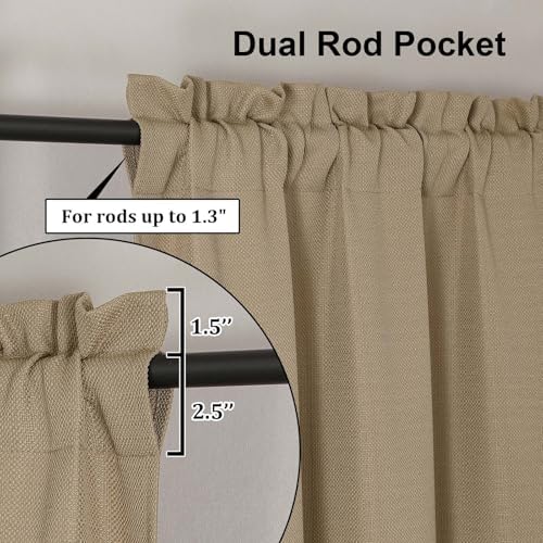 Lecloud Bessie Camel Light Filtering Curtains 84 Inches Long 2 Panels