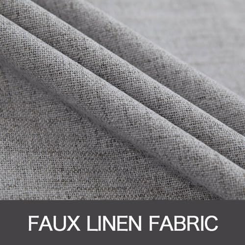 MIULEE 100% Blackout Linen Curtains for Bedroom 52x63 Inches Grey
