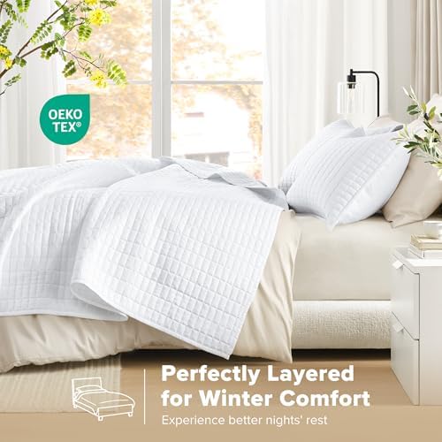 Comfort Spaces Kienna King Quilt Bedding Set 3 Piece, 104"x90" White
