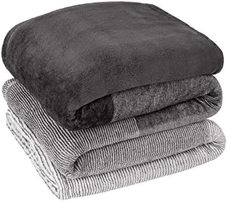 PAVILIA Gray Ombre Fleece Throw Blanket for Couch Sofa Bed, 60x80 Twin