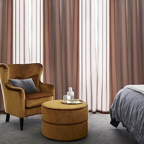 MIULEE Chocolate Brown Sheer Curtains Linen Textured Panels 54X96