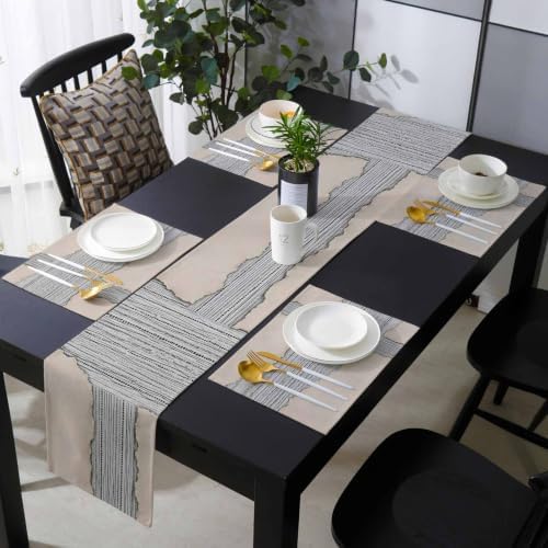 Ripped Paper Table Mats Set of 6 with Table Runner 90 Inches