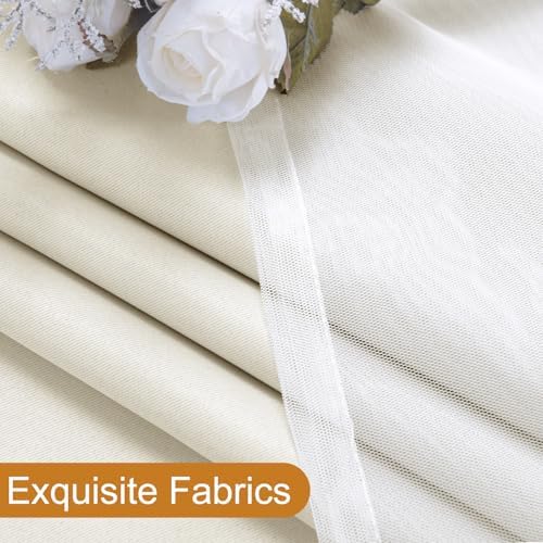 DWCN Ivory Blackout Curtains with Sheer Overlay with Tiebacks 96 Inch