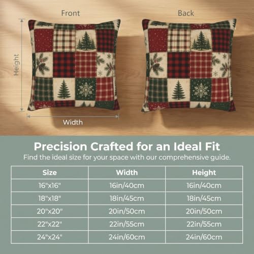 Christmas Plaid Pillow Covers 22x22 Set of 2 Winter Holiday Farmhouse