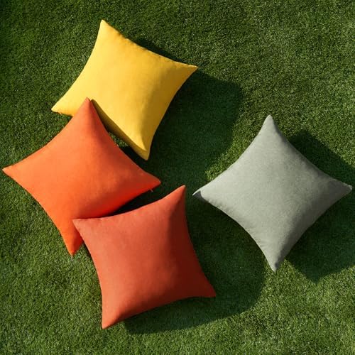MIULEE Pack of 4 Decorative Outdoor Throw Pillow Covers Linen