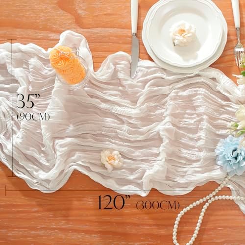 2 Pack Cheesecloth Table Runner, Fall Table Runner 120 Inch – Ivory