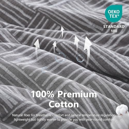 Simple&Opulence 100% Cotton Duvet Cover Queen Size, 3 Pcs Checkered