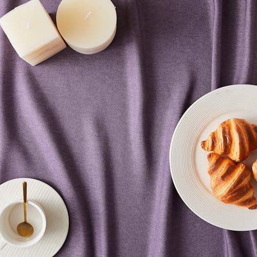 ZeeMart Linen Textured Square Table Cloth, 60x60 Inch Purple