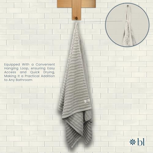 Blue Loom Ribbed Bath Towels Set, 100% Cotton 600GSM, Soft Absorbent