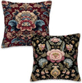 Vintage Floral Throw Pillow Covers 18x18 Set of 2, Ornate Botanical