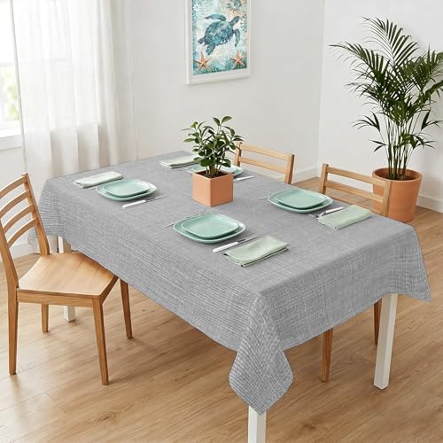 Rectangle Tablecloth, Solid Color Gray Waterproof Table Cloth 60x120