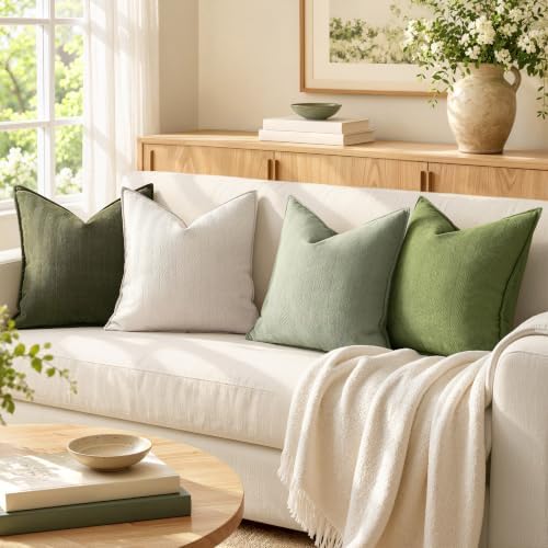 MIULEE Pack of 2 Cream Beige Decorative Chenille Pillow Covers 20x20