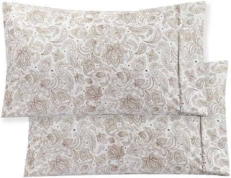 Elegant Comfort 6-Piece Sheet Set Deep Pocket, Queen, Paisley Taupe