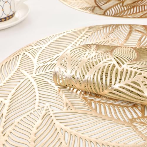U'Artlines 12 Pack Round Pressed Vinyl Placemats Metallic Place Mat