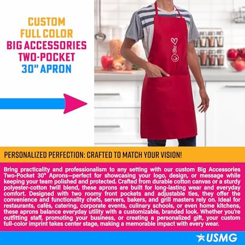 USMG Custom Full-Color Big Accessories Apron with Pockets for Business
