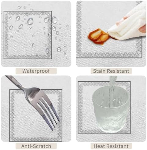 Elegant Grey and White Floral Square Tablecloth 70x70 Inch