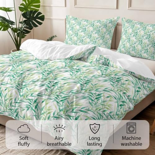 3 Pieces Bedding Set Queen Size, Spring Botanical Soft Duvet Covers