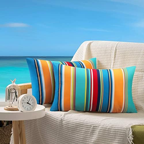 Pyonic Outdoor Lumbar Pillow Covers Set of 2 Waterproof Throw Pillow
