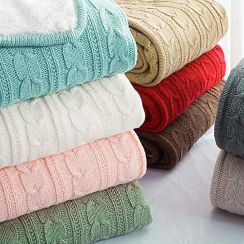 vctops Cable Knit Sherpa Throw Blanket Super Soft Warm Thick Sweater