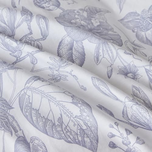 SUSYBAO Blue White Floral Duvet Cover King 100% Cotton 3 Pcs Set 1