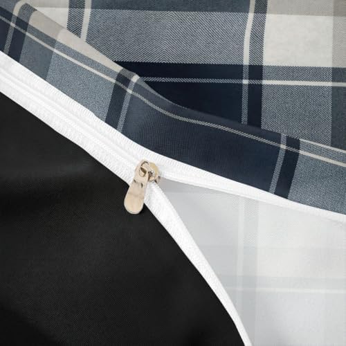 Feelyou Buffalo Plaid Duvet Cover King Size Black Gray Checkered Retro