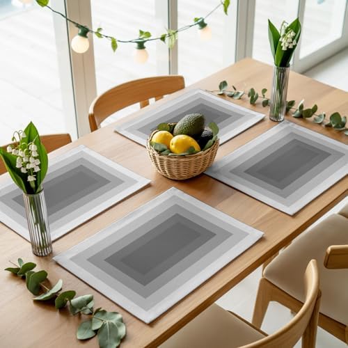 Gray Gradient Squares Placemats Set of 8, Softness Layers Zen