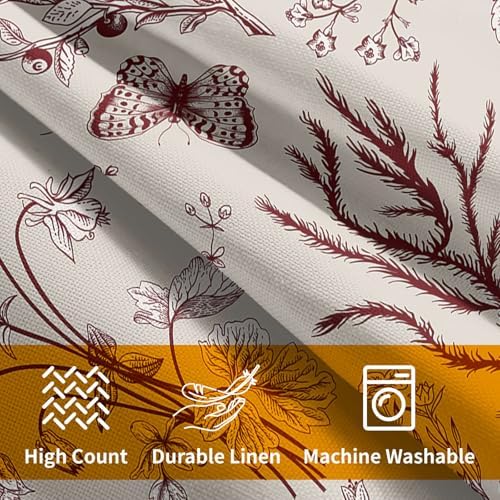 Kawani Spring Burgundy Red Wild Flower Plant Pillow Covers 18X18 Inch