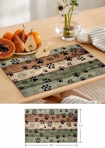Placemats Set of 8, Sage Green Brown Beige Woven Placemat, Linen Place