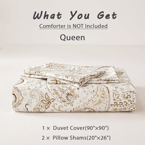 ALEISSEL 100% Natural Cotton Vintage Duvet Cover Queen Size