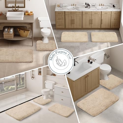 Walensee Shaggy 2 Piece Bath Rug Set, (20 x 32, 2 Pack Set, Beige)