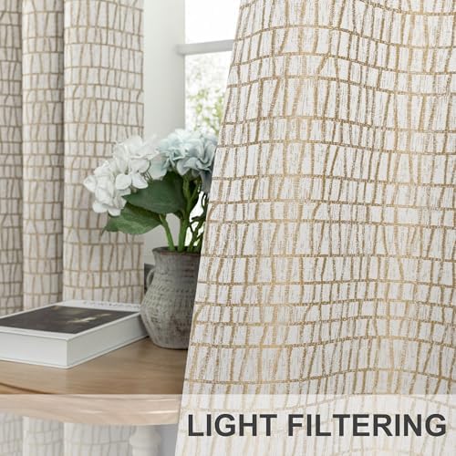 Pitalk Living Room Curtains 63 Inch Length 2 Panels Unique Pattern