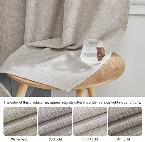 StangH Beige Full Blackout Linen Curtains 108 Inch for Bedroom 2