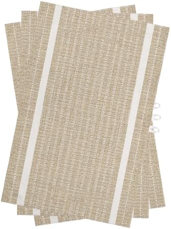 Beige Striped Kitchen Towels Set of 3, Water Absorbent Dish Towel