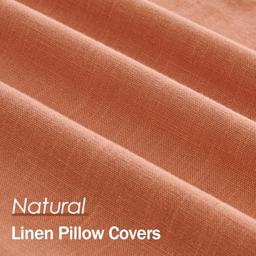 ANRODUO Decorative Linen Pillow Covers 18x18 Inch Coral Pack of 2