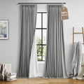 BOODII Extra Long 100% Blackout Linen Pleated Curtains 120 Inches Dark