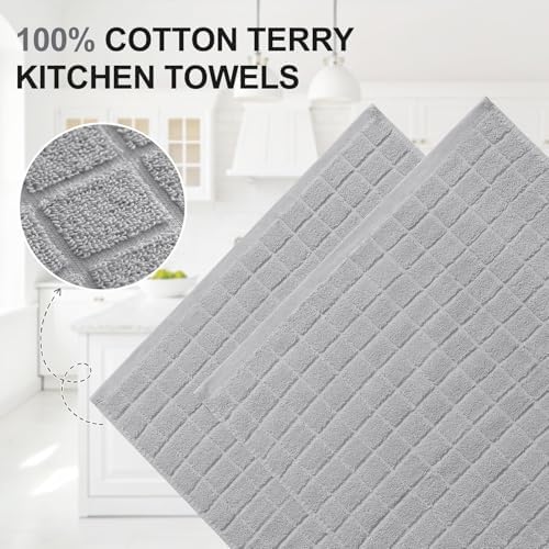 Homaxy Premium Ring Spun Cotton 390 GSM Kitchen Towels, 4 Pack, Light