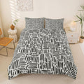 jejeloiu Gray and Beige Duvet Cover Queen Size Brushstroke Print