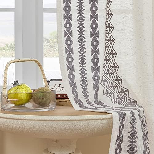 FOLKSIDE Linen Curtains 84 Inch Length 2 Panels Set for Living Room