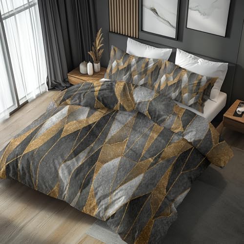 Modern Abstract Duvet Cover Queen Size, Geometric Pattern Bedding Set