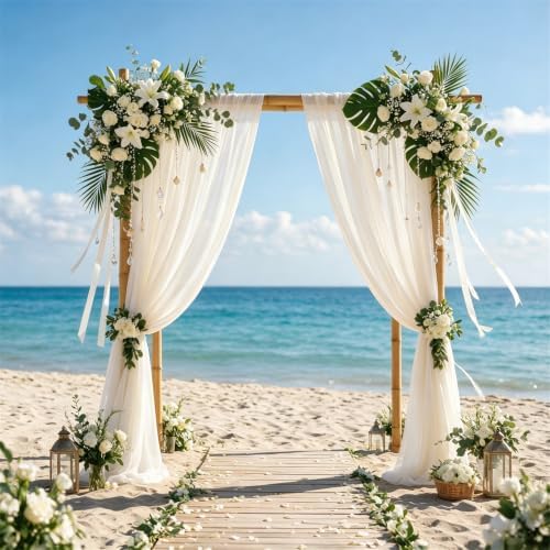 Ivory Sheer Chiffon Curtains 108 Inch Long 2 Panels Bedroom Living