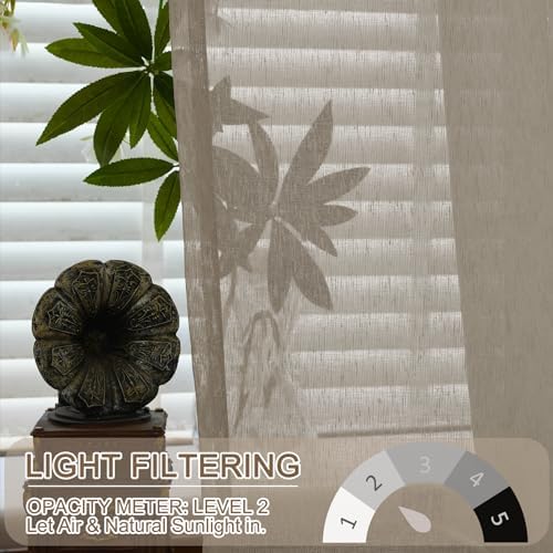 Fcosie Grommet Top Stripe Textured Sheer Drape 84 Inches Long for