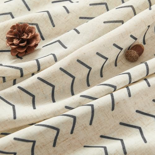 jinchan Black Boho Linen Curtains 63 Inch Farmhouse Back Tab 2 Panels
