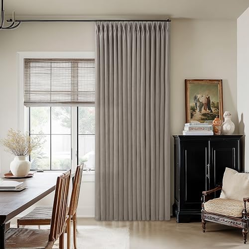 Greige Pinch Pleated Linen Curtains 108 Inch Long 100 Inch Wide 1