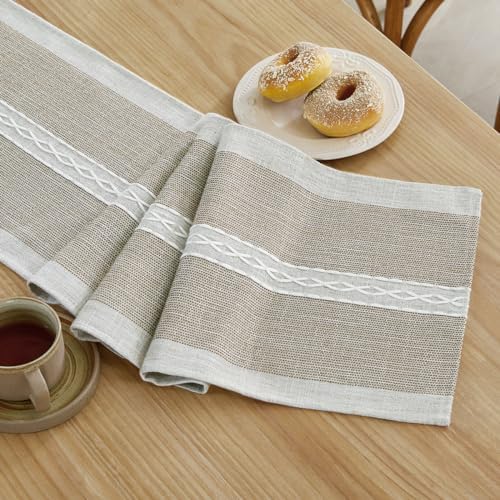 Wracra Embroidered Table Runner Linen Table Runners 108 inches Long