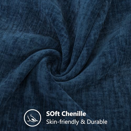 decorUhome Soft Chenille Navy Blue Throw Pillow Covers 22X22 Set of 2