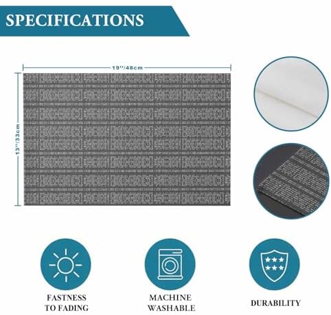 Placemats Set of 8, Gradient Gray Boho Geometric Table Mats Washable