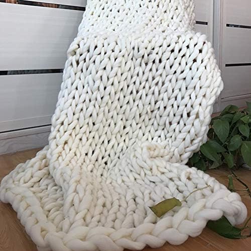 Chunky Knit Throw Blanket Handmade Soft Warm 50 x 50cm