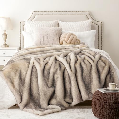 BATTILO Luxury Large Faux Fur Throw Blanket for Couch, 60"x80", Thick